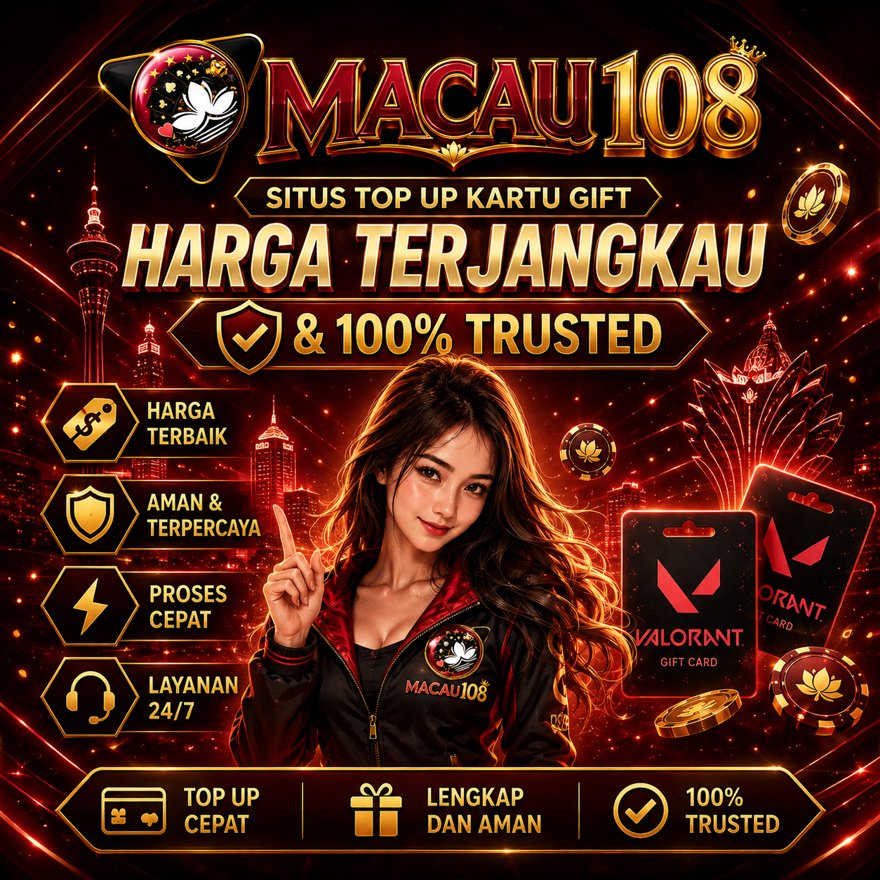 banner MACAU108 x VALORANT: Situs Top Up Kartu Gift Harga Terjangkau & 100% Trusted